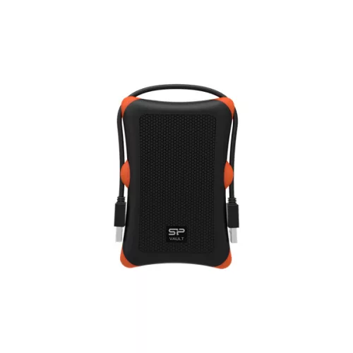 SILICON POWER 2.5" HDD USB 3.2 2TB Armor A30 ütésálló, Fekete-Narancs