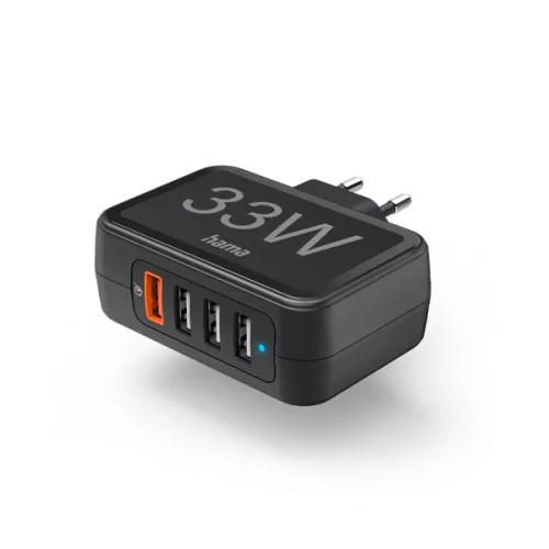 HAMA 201629, HÁLÓZATI TÖLTŐ, 1xQC3.0, 3xUSB, PD/QC, 4 PORT, 33W