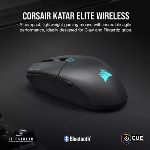 CORSAIR Vezetékes/Vezeték Nélküli Egér Gaming, KATAR ELITE, 6 programozható gomb, RGB Világítás, 26000dpi, fekete