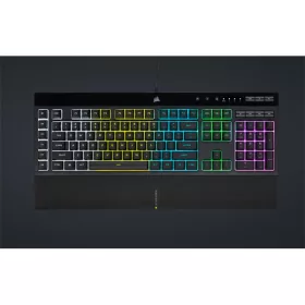   CORSAIR Vezetékes Billentyűzet Gaming, K55 RGB PRO, 6 programozható billentyű, Cseppálló, Csuklótámasz, US, fekete