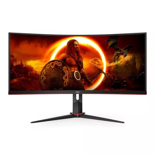 AOC Ívelt Gaming 180Hz VA monitor 34" CU34G2XP/BK, 3440x1440, 21:9, 430cd/m2, 1ms, 2xHDMI/DisplayPort/USBx4