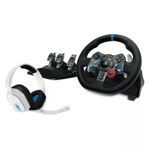 LOGITECH Játékvezérlő - G29 Driving Force Racing Kormány PS3/PS4/PS5/PC + Astro A10 Gaming headset, fehér