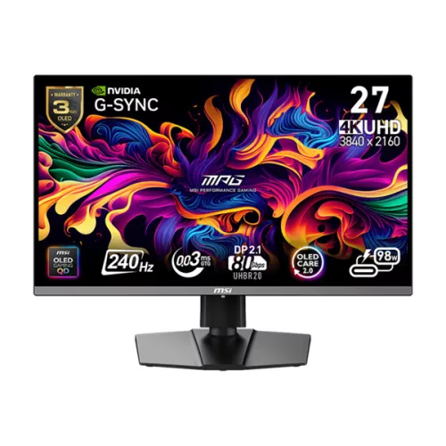 MSI Monitor GAMING MPG 272URX QD-OLED 26,5" UHD 3840x2160, 240Hz, 150000:1 CR, 250cd/m2, 0,03ms, 2x HDMI, DP, USB-C