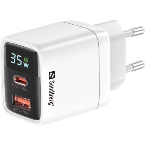 SANDBERG Hálózati töltő, 2 in 1 Charger 1x USB C 1x USB 35W