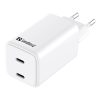 SANDBERG Hálózati töltő, AC Charger Dual UDB C PD 65W EU