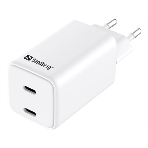 SANDBERG Hálózati töltő, AC Charger Dual UDB C PD 65W EU