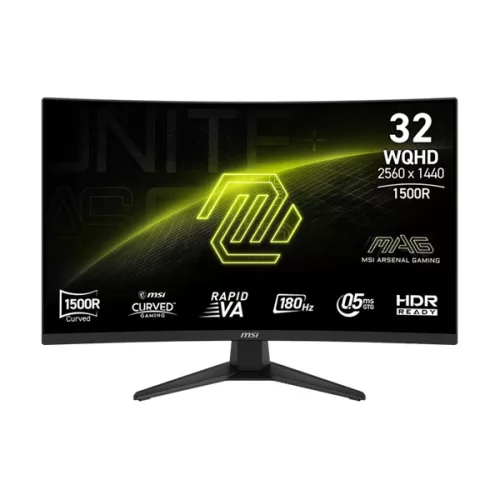 MSI Monitor GAMING MAG 321CQF E18 31,5" Ívelt Rapid VA WQHD 2560x1440, 16:9 180Hz 0,5ms 3500:1, 2x HDMI, DP, USB-C