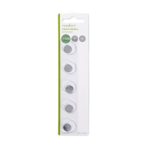 Nedis BALCR12205BL 3V lítium gombelem CR1220, 5db/csomag