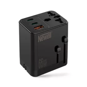   NEWELL GAN gyorstöltő adapter utazáshoz, 65W, AC aljzat, 1 db USB-A port 2 db USB-C port, kivehető dugók