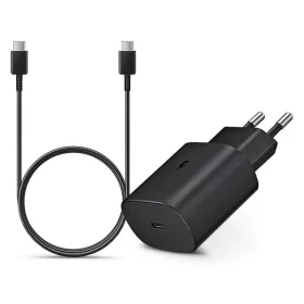   Samsung gyári hálózati töltő adapter 25W, USB-C bemenet, 1 m-es Type-C kábel, EP-DA705BBE, fekete ECO csom