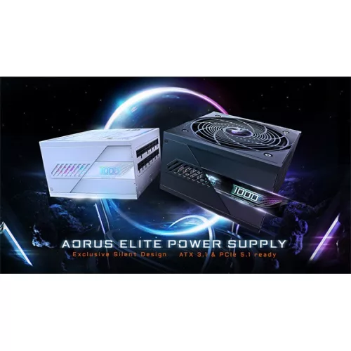 GIGABYTE Tápegység AORUS ELITE 1000W 80+ Platinum moduláris Gen 5.1