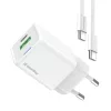 COLORWAY AC töltő GaN Mini CW-CHS053PDC-WT 30W PD port PPS USB (Type-C PD + USB QC4.0) kábel Type-C