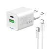 COLORWAY AC töltő GaN Mini CW-CHS053PDC-WT 30W PD port PPS USB (Type-C PD + USB QC4.0) kábel Type-C
