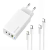 COLORWAY AC töltő GaN Mini CW-CHS058PDCL-WT 65W PD port PPS USB (USB-2C1A) kábel Type-C és Lightning