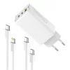 COLORWAY AC töltő GaN Mini CW-CHS058PDCL-WT 65W PD port PPS USB (USB-2C1A) kábel Type-C és Lightning