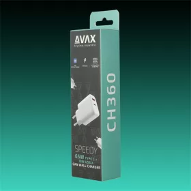 AVAX Hálózati töltő USB-A USB-C 65W, fehér