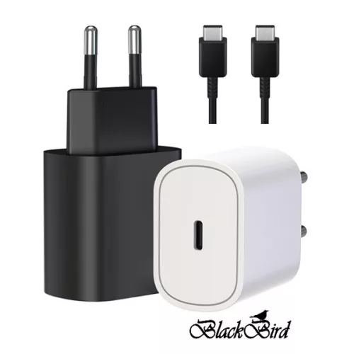 BLACKBIRD Hálózati Adapter T127 20W + Type-C kábel 1m, Fekete
