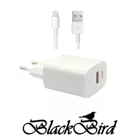   BLACKBIRD Hálózati Adapter T131 25W + Lightning kábel 1m, Fehér