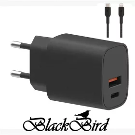   BLACKBIRD Hálózati Adapter T131 25W + Lightning kábel 1m, Fekete