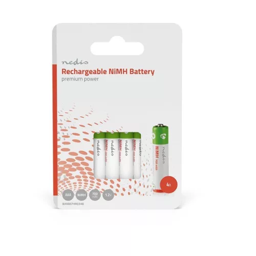 Nedis BANM7HR034B, AAA akku csomag 1,2V 700mAh, 4db/csomag