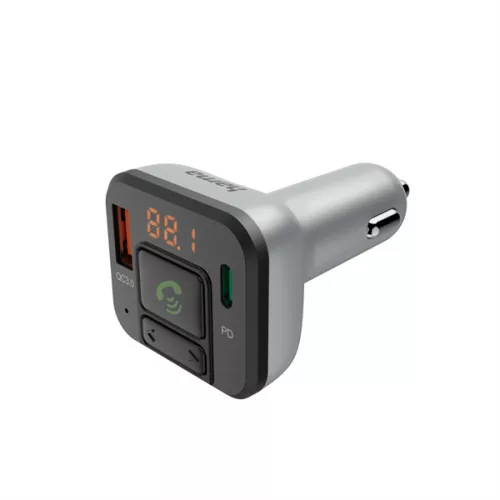 HAMA 14169, FM TRANSZMITTER (USB, TYPE-C, MICROSD, BT, QC 3.0/PD) + TELEFON KIHANGOSÍTÓ