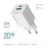 COLORWAY AC töltő adapter, CW-CHS062PD-WT GaN Mini 20W PD Port PPS USB (Type-C PD + USB QC4.0)
