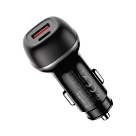   COLORWAY Autós töltő, CW-CHA067PD-BK, 2xUSB (Type-C PD45W + USB QC3.0 18W) (63W), fekete