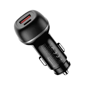   COLORWAY Autós töltő, CW-CHA068PD-BK, 2xUSB (Type-C PD65W + USB QC3.0 18W) (83W), fekete