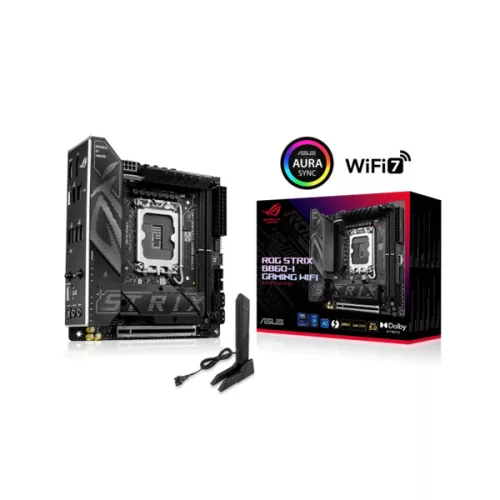 Asus Alaplap - Intel ROG STRIX B860-I GAMING WIFI s1851 (B860, 2xDDR5 9066+MHz, 4xSATA3, 2xM.2, HDMI+DP+Thunderbolt4)