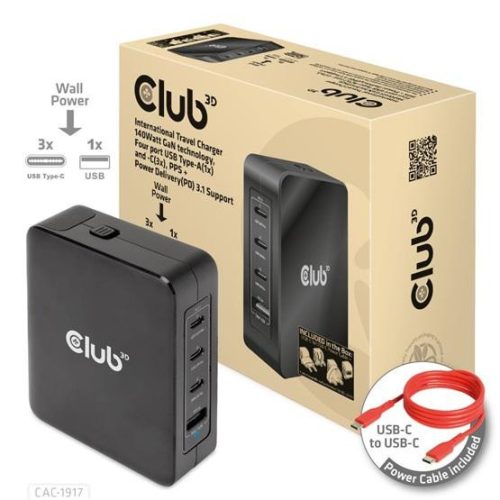 ADA Club3D USB-C Power Adapter 140W - Hálózati töltő