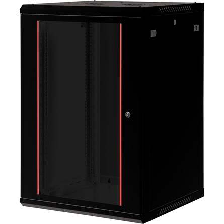 Lande PROlineB 600x600 lapraszerelt 18U 19" fali rack szekrény fekete