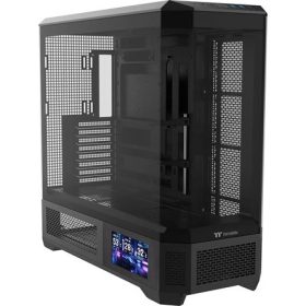   Thermaltake View 600 TG táp nélküli ablakos Full Tower számítógépház fekete 6"-os LCD kijelzővel