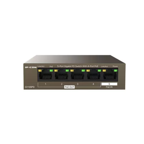 IP-COM Switch PoE - G1105PD (5x1Gbps; 4 af/at PoE+ port; 30W; 1xPoE-In, 4xPoE-Out)