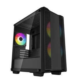   DeepCool Számítógépház - CC360 ARGB (fekete, ablakos, 3x12cm ventilátor, Mini-ITX / Micro-ATX, 1xUSB3.0, 1xUSB2.0)