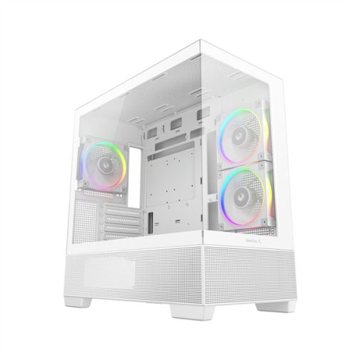 DeepCool Számítógépház - CG380 3F WH (fehér, ablakos, 3x12cm A-RGB, BTF, mATX, 2xUSB3.0, 1xUSB2.0)