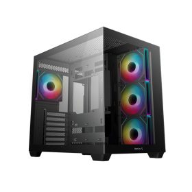   DeepCool Számítógépház - CG530 4F (fekete, ablakos, 4x12cm A-RGB, BTF, ATX, 2xUSB3.0, 1xUSB2.0)