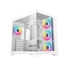   DeepCool Számítógépház - CG530 4F WH (fehér, ablakos, 4x12cm A-RGB, BTF, ATX, 2xUSB3.0, 1xUSB2.0)