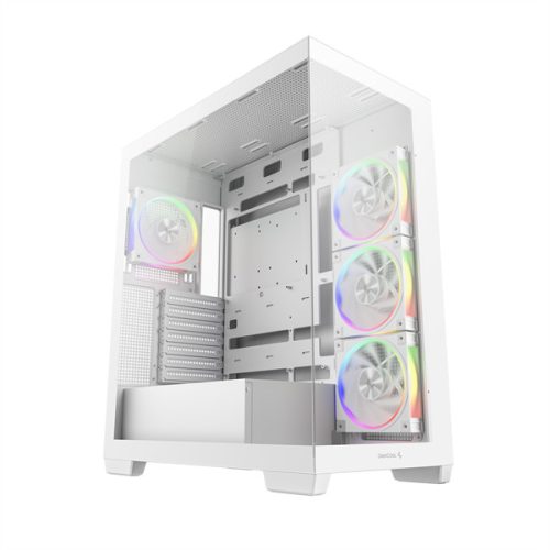 DeepCool Számítógépház - CG580 4F WH V2 (fehér, ablakos, 4x12cm A-RGB, BTF, ATX, 2xUSB3.0, 1xUSB2.0)