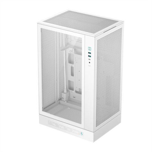 DeepCool Számítógépház - CH270 DIGITAL WH (fekete, Mini-ITX/Micro-ATX (BTF), 2xUSB3.0, Type-C, fehér)