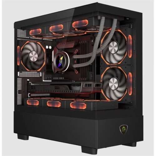 KEEP OUT Számítógépház - XC-301 GLASS (fekete, ablakos, 3x12cm ARGB venti, microATX, 1xUSB2.0, 1xUSB3.0)