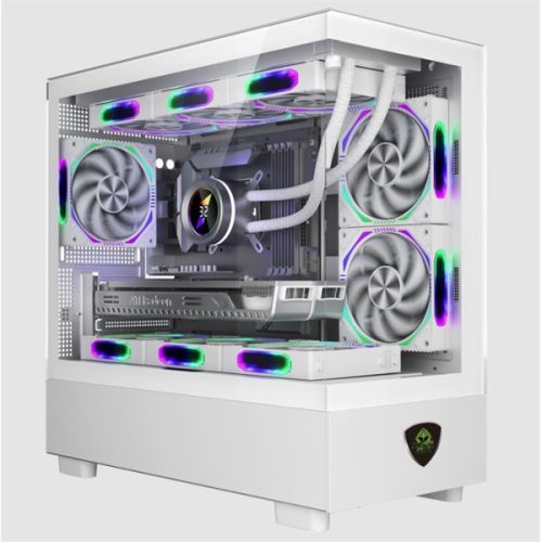 KEEP OUT Számítógépház - XC-301W GLASS (fehér, ablakos, 3x12cm ARGB venti, microATX, 1xUSB2.0, 1xUSB3.0)