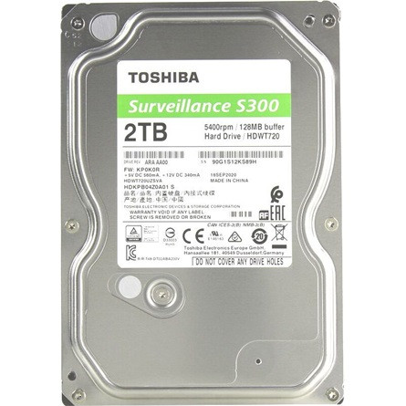 Toshiba S300 Surveillance 2TB 5400rpm 128MB SATA3 3,5" HDD OEM