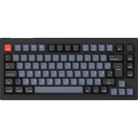 Keychron V1 Max Bluetooth / vezeték nélküli magyar Gateron Jupiter Brown mechanikus billentyűzet fekete-kék