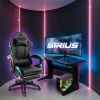 Spirit of Gamer szék - SIRIUS (RGB, állítható dőlés/magasság; kihajtható lábtartó; max.120kg-ig, fekete)