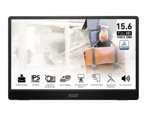 MSI PRO MP161 E2 15.6" FHD Type-C hordozható monitor, fekete