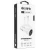 S-Link Autós töltő - SL-EC30L (2db USB, 5V/2.4A/3,4A, 17W, Lightning, 100cm adat+töltőkábel, fehér)