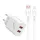 S-Link Hálózati töltő - SL-EC50L (2db USB, 5V/3A, 12W, Gyorstöltés, Lightning, 100cm adat+töltőkábel, fehér)