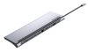 Vention USB-C -> HDMI/VGA/USB-C Gen 1/USB 3.0x2/USB 2.0/RJ45/SD/TF/TRRS 3.5mm/PD 0,25m (11 az 1-ben, szürke, fémszerű), Dokkoló